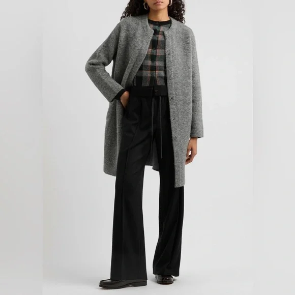 Vince grey Textured Soft Sculpted Car Coat medium - Picture 2 of 16